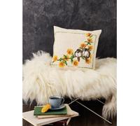 Permin Paquet de broderie au point de croix Coussin recto "Bouton d'or et moineau domestique", motif à compter, 40x40cm