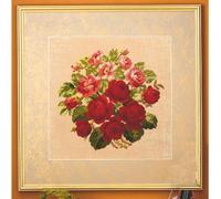 Permin Point de Croix Set "Tableau Roses", modèle à compter, 42x42cm, 70-5143
