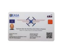 Permis de conduire de drone MJ - Avec code QR + photo ID et adresse à l'arrière, preuve de compétence pour licence A1-A3, A2 ou STS de la taille d'une carte de crédit, carte en plastique de qualité