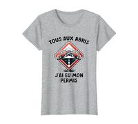Permis De Conduire Idée Cadeau Humour Auto-École T-Shirt, Femme, Gris Chiné, XS