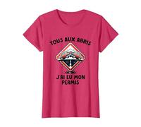 Permis De Conduire Idée Cadeau Humour Auto-École T-Shirt, Femme, Rouge Chiné, XS