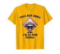 Permis De Conduire Idée Cadeau Humour Auto-École T-Shirt, Homme, Doré Vif, XL