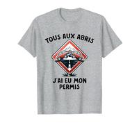 Permis De Conduire Idée Cadeau Humour Auto-École T-Shirt, Homme, Gris Chiné, XL