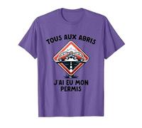 Permis De Conduire Idée Cadeau Humour Auto-École T-Shirt, Homme, Violet Chiné, XL