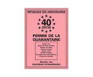 Permis de la 40 aine - Anniversaire - 40 ans - Humour - Carte anniversaire