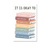 Permission to Be Human Poster - “It Is Okay To...” Inspirational Wall Art, Mental Health Awareness & Self-Compassion Decor for Office, Home (Framed,16x24inch(40x60cm))
