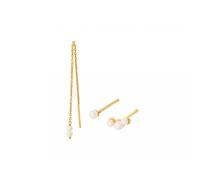 Pernille Corydon Ocean Pearl Set Boucles d'oreilles 18 ct. Argent c-112-gp - Femme - 925 Sterling Silver