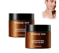 Péromone de la peau de Penrose beurre corporel pour les hommes, hydratant et baume parfum infusé de Cologne, hydratation durable et parfum attrayant, antiadhésif, sans alcool (2pcs)