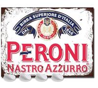 Peroni Plaque de bar en métal - Fixations incluses - Accessoires de bar pour la maison, le pub ou le jardin - Plaque murale pour homme, caverne, idée cadeau, panneau de bière avec panneau souvenir