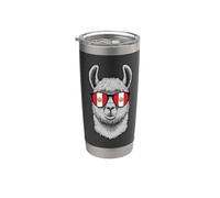 Pérou Alpaga Portrait Lunettes de soleil Drapeau péruvien Fierté péruvienne Gobelet isotherme en acier inoxydable double paroi