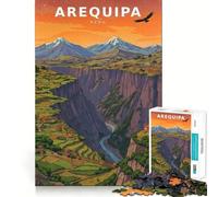 Pérou Paysage Vintage Style Anime Puzzle de 1000 pièces représentant des Pics dorés au Lever du Soleil Idéal pour Adultes Détente et Relaxation Décoration Murale Bords précis (38x52cm)