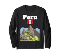 Pérou Souvenir Inca Machu Picchu Drapeau Pérou Andes Montagnes Manche Longue