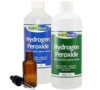 Peroxyde d'hydrogène de qualité alimentaire 12 % (11,97 %) - 500 ml et 3 % - 500 ml - avec flacon compte-gouttes en verre ambré de 30 ml