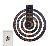 Perpetual Calendar - Wood Perpetual Calendar Pendant Décor | Vintage Circular Calendars | Interactive Daily Date Day Month Tracker For Home Office, Farmhouse Table Top Decor