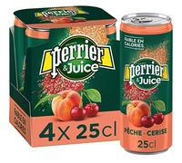 Perrier® & Juice Pêche Cerise boisson pétillante faible en calories 4 x 25 cl