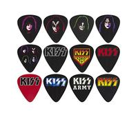 Perri's Leathers Ltd. - Médiators Pour Guitare - Celluloïd - KISS - Produit Officiel sous Licence - Motifs assortis - Moyen 0,71mm - Paquet de 12 - Pour Guitares Acoustiques, basses et Électriques - Fabriqués au Canada (LP12-KISS1)
