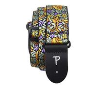 Perri's Leathers Ltd. - Sangle de Guitare - Nylon - Jacquard - Orange Jaune Floral - Ajustable - Pour Guitares Acoustiques/Basses/Électriques - Fabriquée au Canada (TWS-7276)