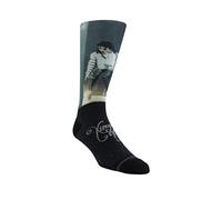 PERRI'S SOCKS Chaussettes Michael Jackson sous licence officielle Dye Sublimation Crew - Chaussettes rembourrées fantaisie pour homme et femme, Noir/gris, Medium