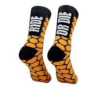 PERRO LOCO CLOTHES Chaussettes de cyclisme à compression avec renfort en prépointe. Édition limitée (FR/ES, Numérique, 43, 45, Taille normale, Taille normale, Orange)