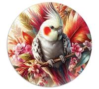 Perroquet 1000 Pièces Puzzle Circulaire Peinture Artistique créative Puzzles Classiques Pression Réduite Puzzle Jeu D'Intelligence De l'art De La Décoration Moderne 1000pcs (67.5x67.5cm)