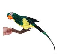 Perroquet artificiel à plumes pour décoration - Faux oiseau réaliste pour la maison, le jardin, le bureau, l'affichage léger et design (vert)