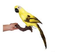 Perroquet artificiel à plumes pour la décoration, faux oiseau réaliste pour l'intérieur et l'extérieur dans différents paramètres d'affichage (jaune)