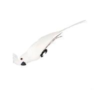 Perroquet artificiel de 25 cm en mousse et plumes - Statue décorative colorée pour pelouse, table de mariage, fête sur le thème des pirates (couronne blanche et blanche)