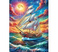Perroquet avec des Fleurs de Cerisier Under The Moon 1000 Pieces Casse-tête Créatif en Carton Rigide sans Déformation Faune Sauvage et Animaux de Compagnie Difficulté Moyenne Activité Manuelle Cadeau