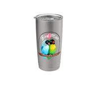 Perroquet Bird Mom - Aquarelle oiseaux inséparables Gobelet isotherme en acier inoxydable double paroi