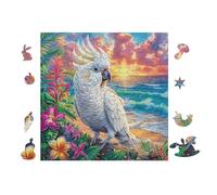 Perroquet Blanc dans l'océan 100 Pièces Puzzle Famille en Carton Anti-Déchirure Difficulté Moyenne Jeu De Société Soirée Entre Amis Cadeau Noël Famille Pas Cher 28x28cm