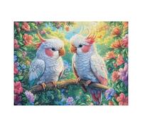 Perroquet Blanc sur la Branches 500 Pièces Puzzle Collectionneur en Carton Haute Qualité Fleurs sur la Branche dans Le Ciel Haute Difficulté Décoration Murale Oeuvre d'art Cadeau Noël Premium 500 PCS