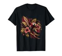 Perroquet coloré avec Plumes Tropicales superposées T-Shirt