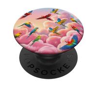 Perroquet coloré esthétique, rêveur Rose, Nuage, Ciel, Oiseau PopSockets PopGrip Adhésif
