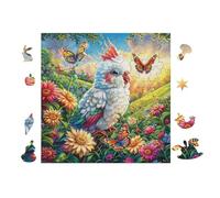 Perroquet Couple with Butterflies 100 Pieces Casse-tête Collectionneur en Carton sans Déformation Très Difficile Motif Complexe Décoration Murale Cadeau Noël Premium 28x28cm