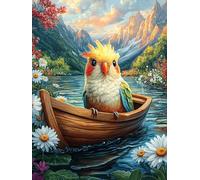 Perroquet dans un bateau au coucher du soleil 1000 Pieces Casse-tête Adulte En Carton Rigide Sans Déformation Animal mignon de conte de fées Jeu De Société Famille Très Difficile Cadeau Noël Qualité P
