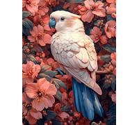 Perroquet Diamond Painting Adulte, Blanc Diamond Painting, DIY Round Rhinestone Crystal Point de Croix complet kit, 5D Mosaic Art Kit Pour Enfant et débutants, Murale Décoration Maison 90x120cm 0U-524