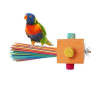 Perroquet en bois naturel sous une perche d'oiseau amusante - Perche en bois à mâcher, jouet de perche | Accessoires de cage sûrs résistants aux morsures, canaris, petits tourtereaux, maison naturelle