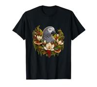 Perroquet Gris Africain Parmi Les Fleurs de Magnolia T-Shirt