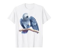 Perroquet Gris Africain T-Shirt Graphique avec Valeur, Homme, Blanc, L