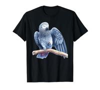Perroquet Gris Africain T-Shirt Graphique avec Valeur, Homme, Noir, L