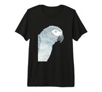 Perroquet Gris Congo Oiseau Africain Aquarelle Portrait T-Shirt Haut de Gamme