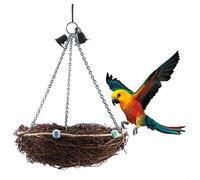 Perroquet Jouet Nid Forme Perch avec 2 Cloches en métal pour Oiseaux Perruches