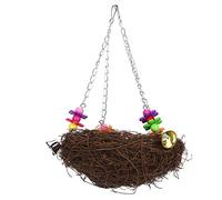 Perroquet mât d'escalade Suspendue Swing Oiseau Swing Rattan nid Cage Jouet avec Cloches activité Physique Essentielle améliorer la santé des Petits perroquets Moyens ratk