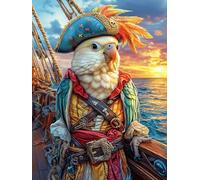 Perroquet pirate avec un chapeau And Sword 500 Pièces Puzzle Famille En Carton Anti-Déchirure Faune sauvage et animaux de compagnie Difficulté Moyenne Jeu De Société Soirée Entre Amis Cadeau Noël Fami