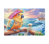 Perroquet Pirate avec Une chaîne en Or sur la mer Puzzles 1000 Pièces pour Adultes Educa Difficile Activité Créative Décoration Salon Jeu De Réflexion Cadeau Unique 1000 PCS