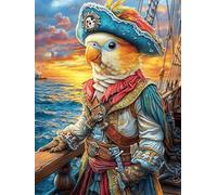 Perroquet pirate sur la plage côtière 1000 Pieces Casse-tête Amateur D'Art En Carton Haute Qualité Conte de fées animal magique Difficile Niveau Expert Décoration Murale Cadeau Fête Des Mères Haute Qu