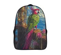 perroquet sac à dos grande à la mode et durable cartable fille primaire 2 compartiment pont du navire 3d imprimé sac d'école-16,12 ans et plus garçons filles pour les voyages les affaires