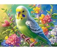 Perroquet Vert sur Feuille Verte de Fleur 300 Pieces Casse-tête Expert Confirmé en Carton sans Déformation Faune Sauvage Très Difficile Niveau Expert Jeu De Société Collection Cadeau Premium 300