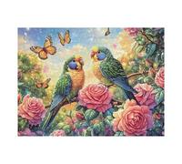 Perroquets dans Le buisson de Roses 500 Pièces Puzzle Adulte en Carton Rigide Haute Densité Difficile Moyenne Anti-Stress Jeu De Société Idée Cadeau Anniversaire Premium 500 PCS