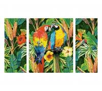 Schipper Peinture par numéros pour adultes – Perroquets forêt tropicale – Triptyque 50 x 80 cm